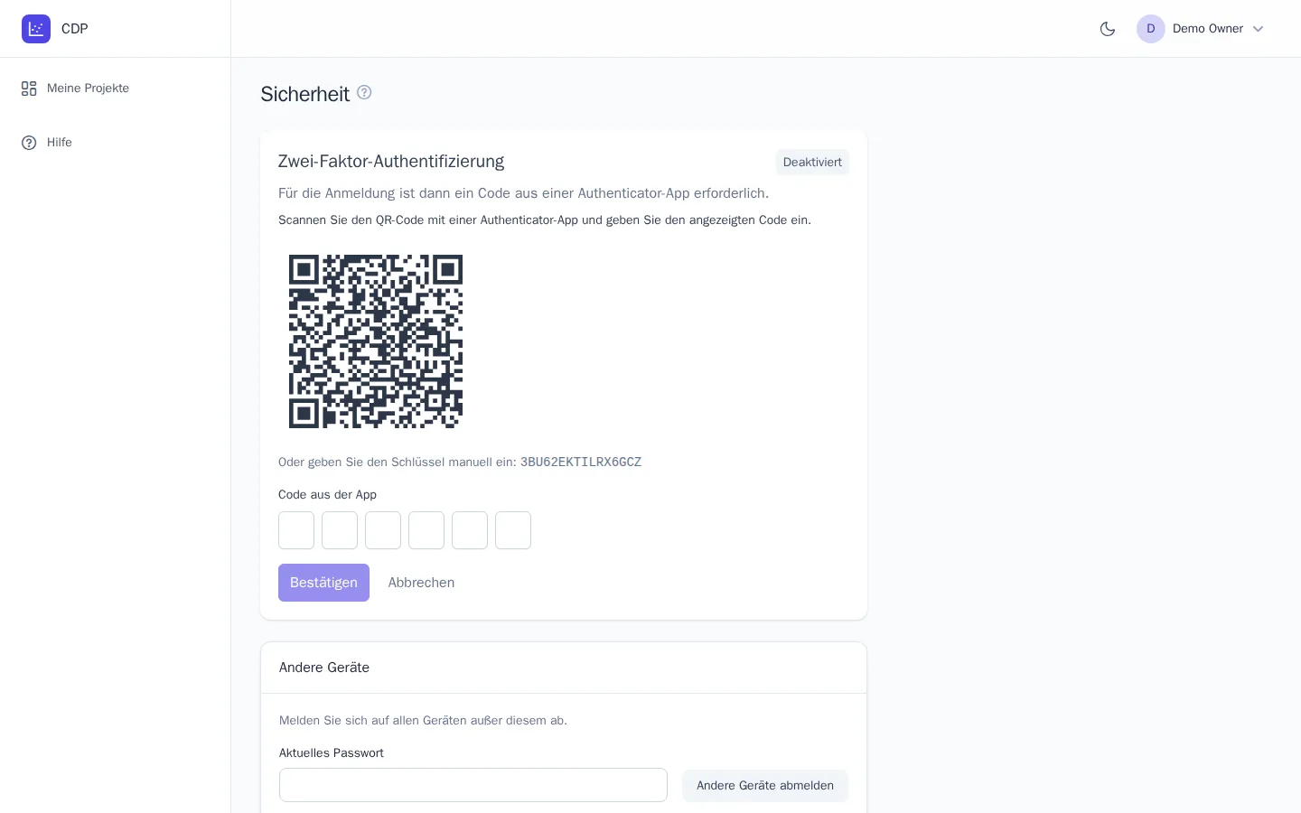Zwei-Faktor-Authentifizierung einrichten