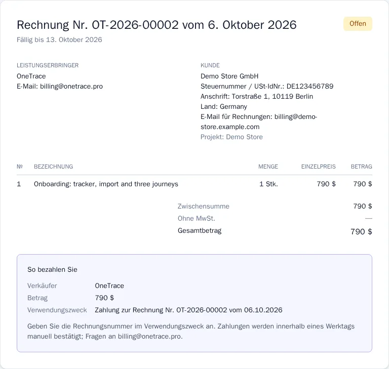 Rechnung und Zahlungsart