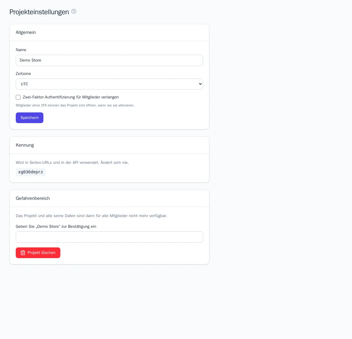 Projekteinstellungen