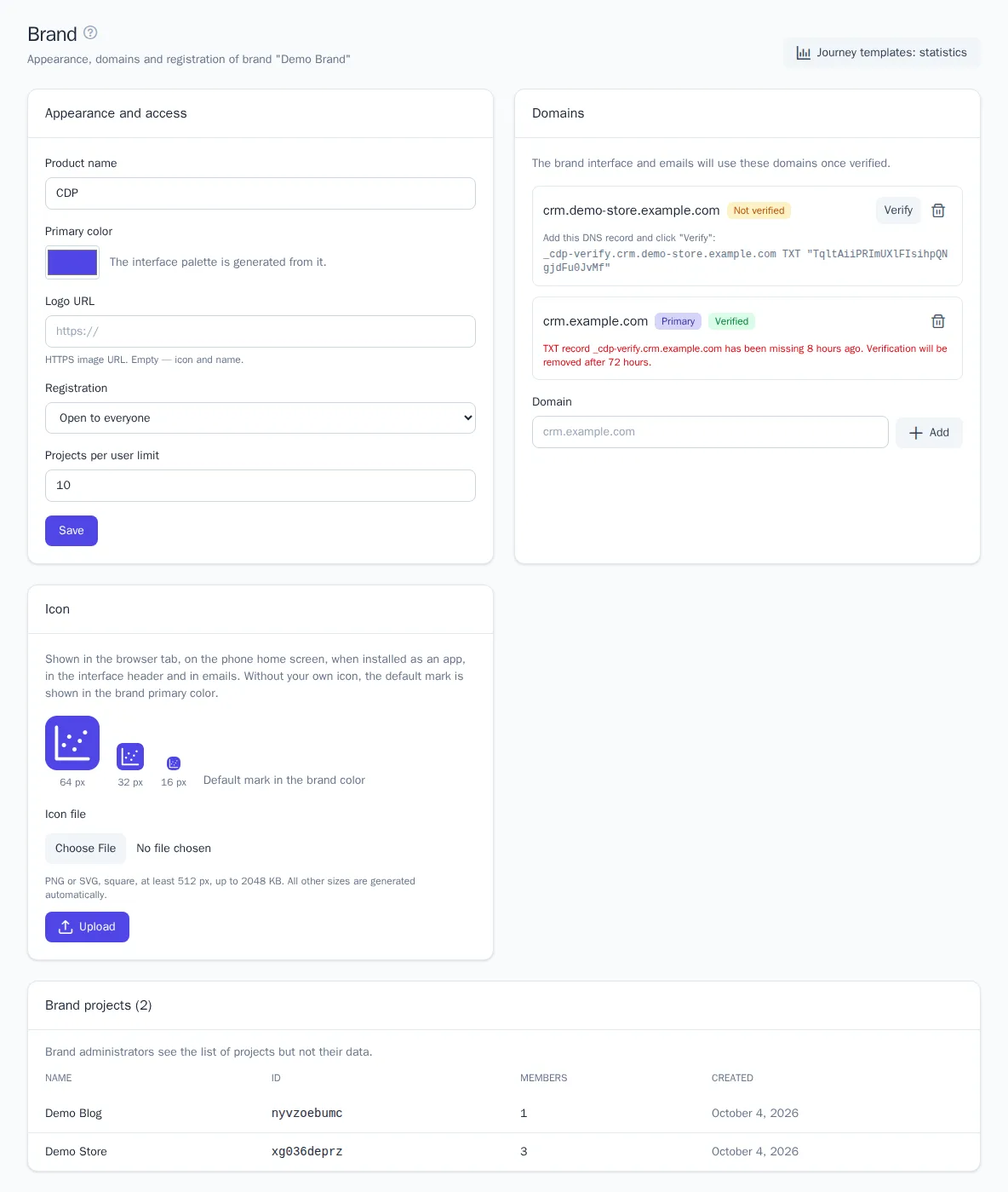 Brand page