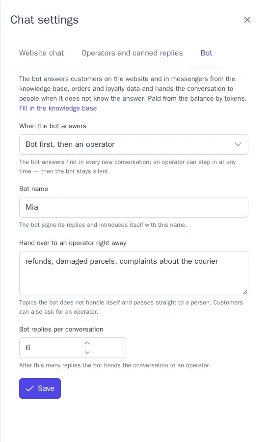 Bot settings