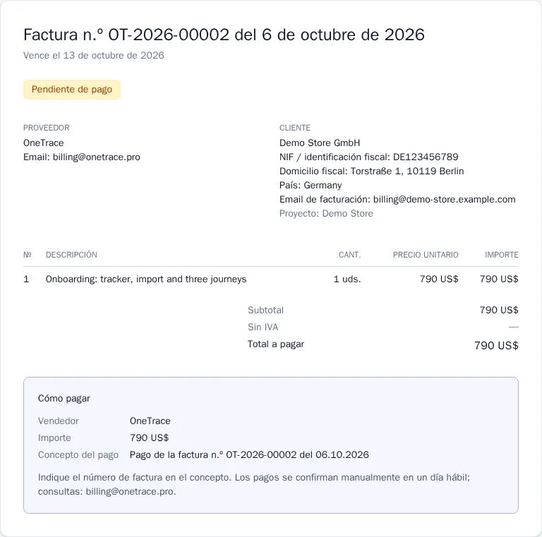 Factura y forma de pago