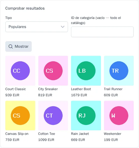 Comprobación de los resultados de las recomendaciones