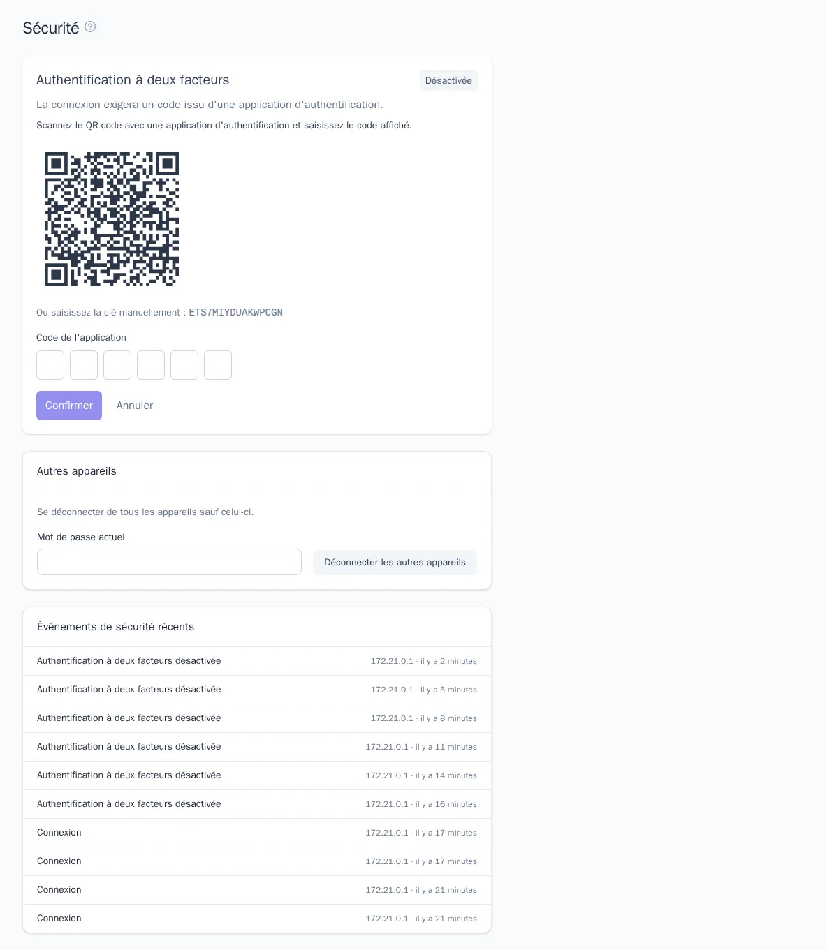 Page de sécurité