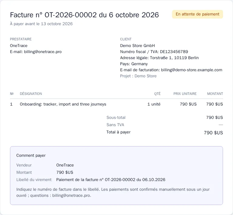 Facture et mode de paiement
