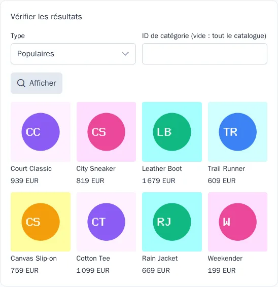 Vérification des recommandations