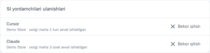 Profildagi SI yordamchilari ulanishlari