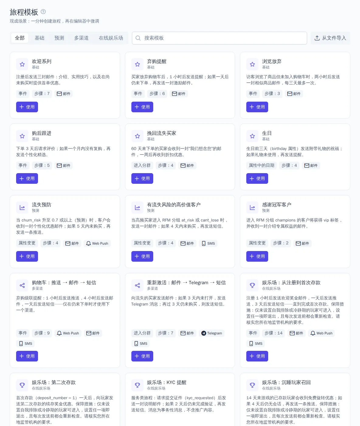 旅程模板库